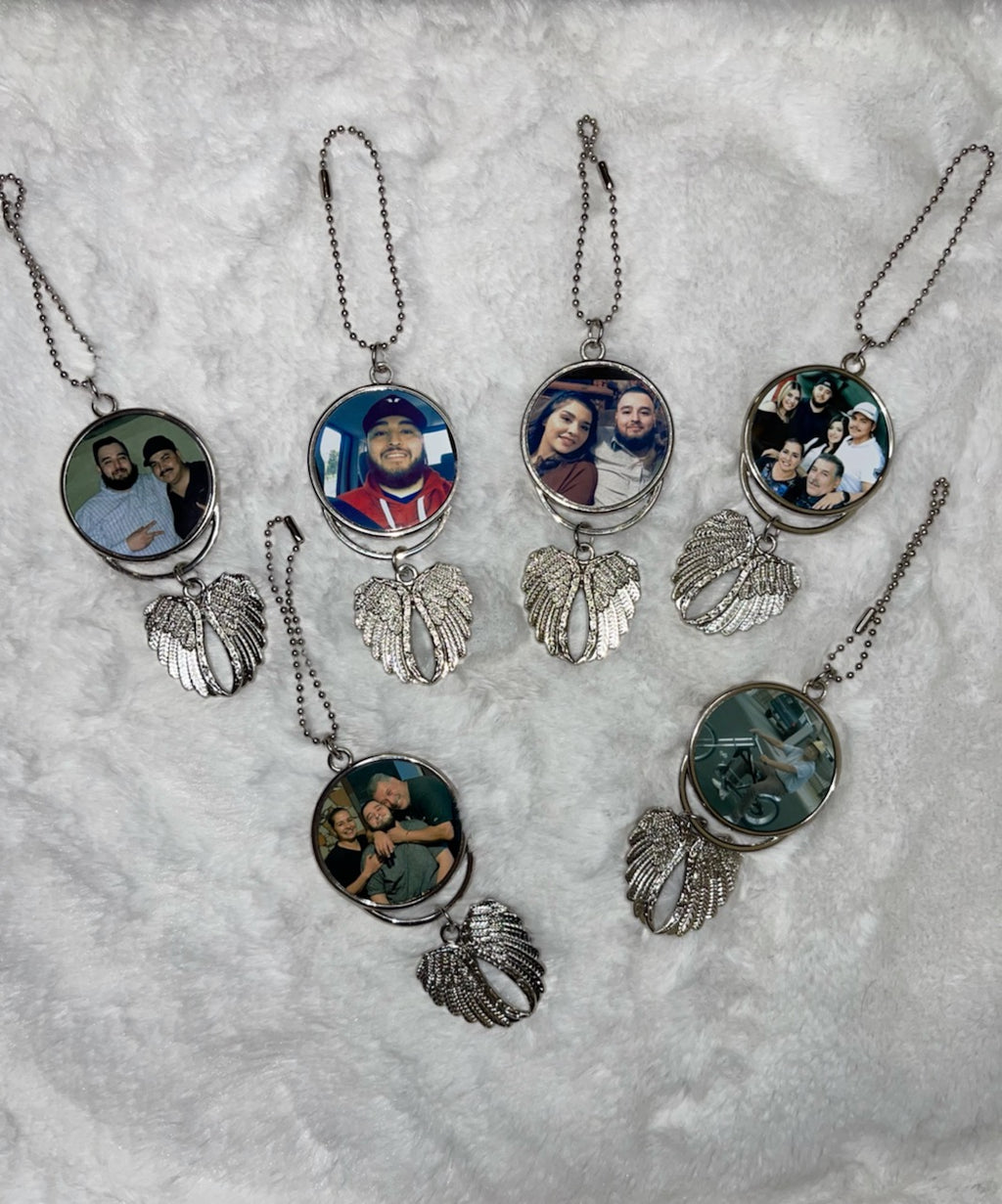Memorial Angel Wing Charm – Personalized Photo Car Charm