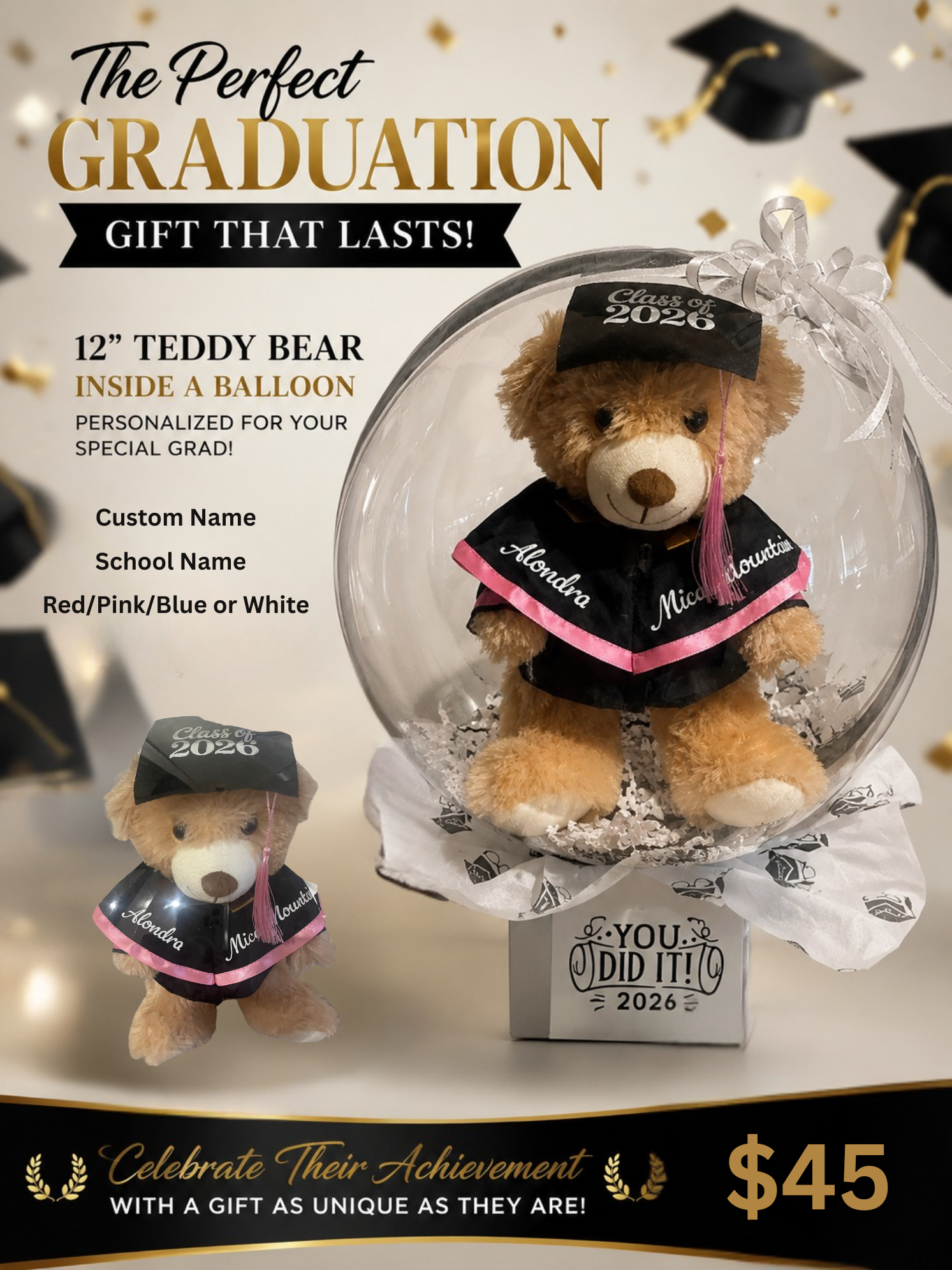 12" Teddy Bear Inside a Balloon